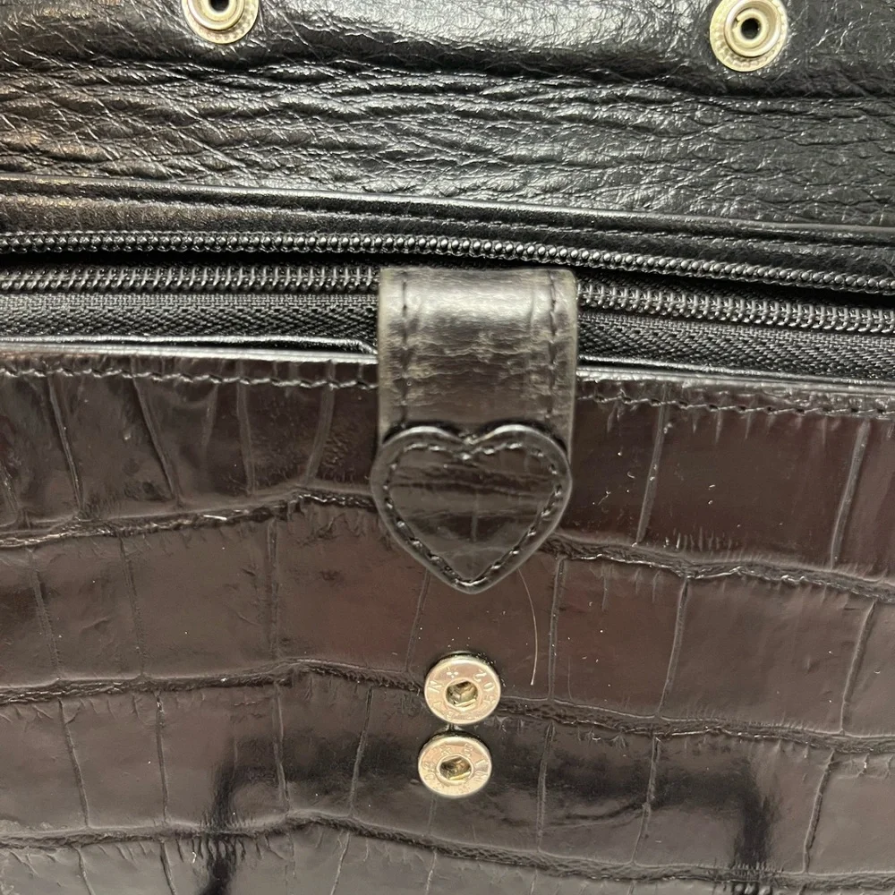 Brighton Black Crocodile Embossed Wallet with Silver Accents - Picture 5 of 10